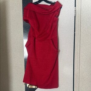 Oscar de la Renta One Shoulder Red Dress